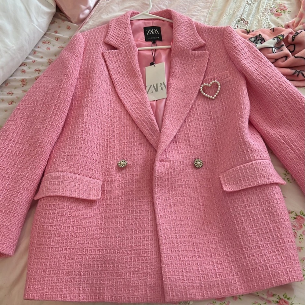 Pink ZARA Blazer tweed Medium